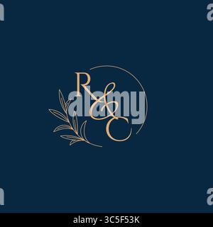 Logo RC Initial Wedding Monogram con grafica vettoriale minimalista Illustrazione Vettoriale