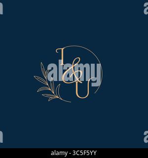 Logo IU Initial Wedding Monogram con grafica vettoriale minimalista Illustrazione Vettoriale