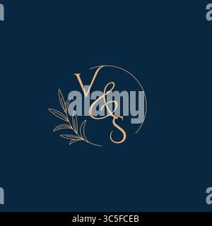 Logo Monogram iniziale del matrimonio VS con grafica vettoriale stile minimalista Illustrazione Vettoriale