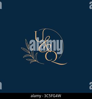 Logo UQ Initial Wedding Monogram con grafica vettoriale minimalista Illustrazione Vettoriale