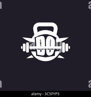 Logo DO iniziale per il fitness con una grafica vettoriale semplice ma creativa con un'icona a forma di campana e piatto Illustrazione Vettoriale