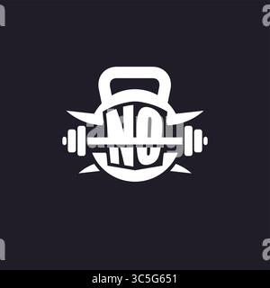 Iniziale SENZA logo per il fitness con un design vettoriale semplice ma creativo con icona a forma di campana e piatto Illustrazione Vettoriale