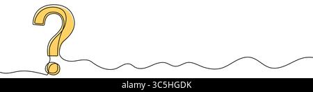 Disegno continuo modificabile del punto interrogativo. Punto interrogativo in stile riga. Illustrazione Vettoriale