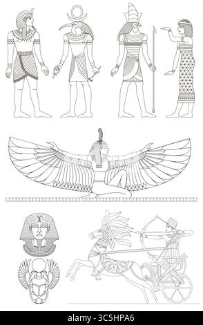 Serie di affreschi egizi Illustrazione Vettoriale