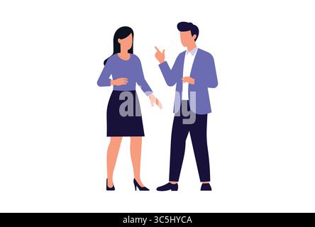 Due uomini d'affari che hanno una discussione importante, l'illustrazione vettoriale del concetto di ambiente aziendale. Illustrazione Vettoriale