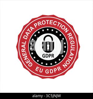 Simbolo GDPR per la conformità europea alla privacy dei dati e l'Informativa sulla sicurezza Illustrazione Vettoriale