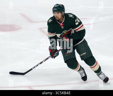 23 febbraio 2020: Il difensore dei Minnesota Wild Matt Dumba pattina sul ghiaccio durante la partita NHL tra i St. Louis Blues e i Minnesota Wild all'Xcel Energy Center di St. Paul, Minnesota. Ricky Bassman/CSM(immagine di credito: &Copy; Ricky Bassman/CSM tramite cavo ZUMA) Foto Stock
