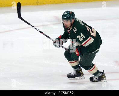 23 febbraio 2020: Il difensore dei Minnesota Wild Matt Dumba pattina sul ghiaccio durante la partita NHL tra i St. Louis Blues e i Minnesota Wild all'Xcel Energy Center di St. Paul, Minnesota. Ricky Bassman/CSM(immagine di credito: &Copy; Ricky Bassman/CSM tramite cavo ZUMA) Foto Stock
