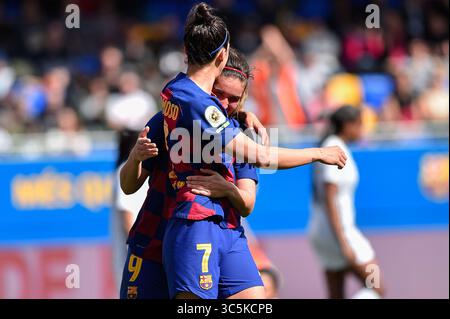 BARCELLONA, SPAGNA - 01 MARZO: Jennifer Hermoso e Mariona durante la partita di Primera Iberdrola tra FC Barcelona e CFF Madrid allo stadio Johan Cruyff il 26 febbraio 2020 a Barcellona, Spagna. (Foto di DAX/ESPA-Images)(immagine di credito: &Copy; ESPA Photo Agency/CSM via ZUMA Wire) Foto Stock