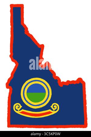 Mappa vettoriale dello stato dell'Idaho - illustrazione dal design piatto e pulito della silhouette dello stato degli Stati Uniti, ideale per infografiche, web design, istruzione, stampe, o creativi professionisti Foto Stock