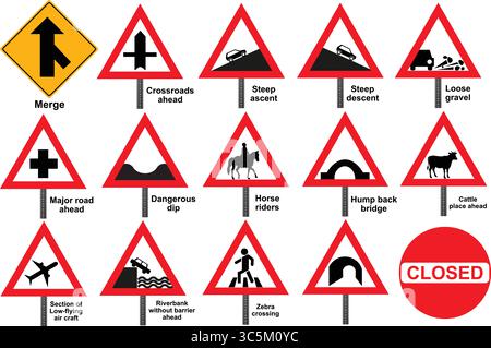 Segnali di avvertimento Set 1 grafica vettoriale modificabile per Adobe Illustrator Illustrazione Vettoriale
