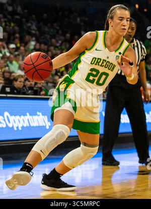 08 mar 2020 la guardia degli Oregon Ducks Sabrina Ionescu (20) di Las Vegas, Nevada, va al basket durante il torneo NCAA PAC 12 Women's Basketball Tournament Championship tra Oregon Ducks e la vittoria Stanford Cardinal 89-56 al Mandalay Bay Event Center di Las Vegas, Nevada. Thurman James / CSM(immagine di credito: &Copy; Thurman James/CSM tramite cavo ZUMA) Foto Stock