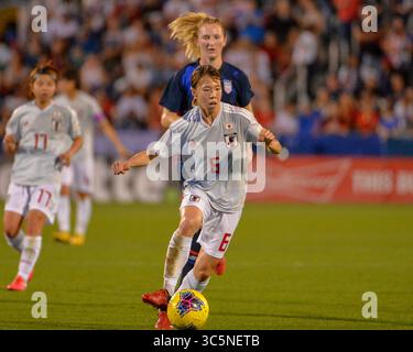 11 marzo 2020: Centrocampista giapponese, Hina Sugita (6), in azione durante la partita della SheBelieves Cup tra Stati Uniti e Giappone, al Toyota Stadium di Frisco, Texas. Kevin Langley/CSM(immagine di credito: &Copy; Kevin Langley/CSM tramite cavo ZUMA) Foto Stock
