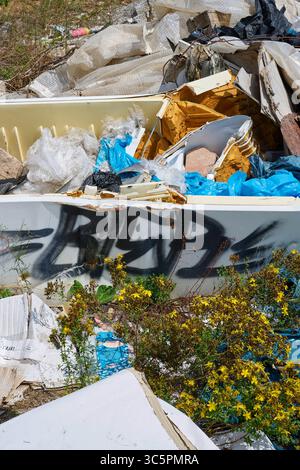 Wilde Müllentsorgung im öffentlichen Raum a Nürnberg Foto Stock
