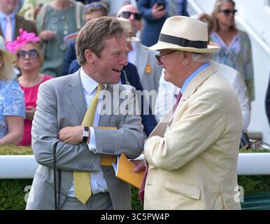 Goodwood, Regno Unito. 29 luglio 2025. Ralph Beckett, allenatore di Qirat, vincitore delle Visit Qatar Sussex Stakes durante il secondo giorno del Qatar Goodwood Festival Meeting. Credito: Eclettismo Foto Stock