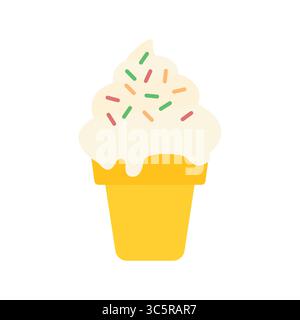 icona del simbolo emoji del cono da gelato illustrazione vettoriale isolato piatto Illustrazione Vettoriale