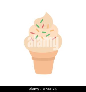 icona del simbolo emoji del cono da gelato illustrazione vettoriale isolato piatto Illustrazione Vettoriale