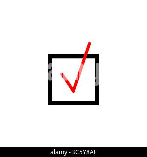 Icona casella di controllo. Simbolo del controllo di approvazione. Figura con il segno di spunta rosso. Elemento di selezione vettoriale. Illustrazione Vettoriale