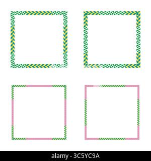 Cornice geometrica brillante. Frecce colorate e audaci. Bordo vivido a contrasto. Motivo quadrato decorativo. Illustrazione Vettoriale