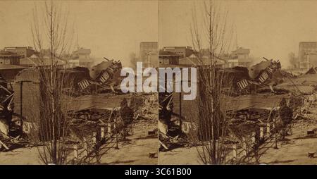 25 febbraio 2020, Atlanta, Georgia, Stati Uniti: Rovine del deposito ferroviario dopo i bombardamenti dell'esercito del generale dell'Unione William Sherman prima della loro evacuazione di Atlanta, Georgia, stereo Card, foto di George N. Barnard, novembre 1864 (Credit Image: © JT Vintage/Glasshouse via ZUMA Wire) Foto Stock