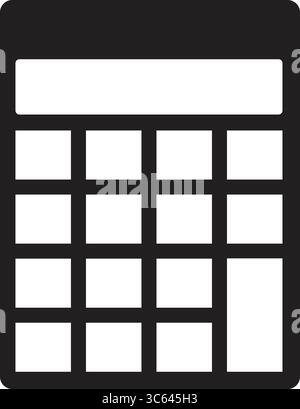 Icona stile silhouette del dispositivo matematico della calcolatrice, semplice icona della calcolatrice in bianco e nero, illustrazione vettoriale. Illustrazione Vettoriale