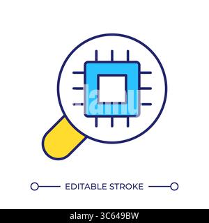 Verifica della qualità del microchip icona del colore della linea Illustrazione Vettoriale