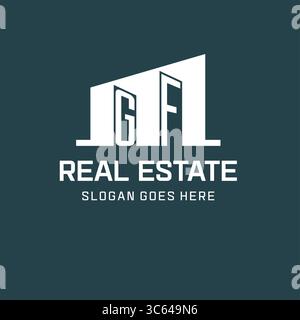 Logo GF iniziale per il settore immobiliare con semplice icona di costruzione design idee grafica vettoriale Illustrazione Vettoriale