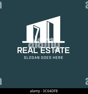 Logo ZL iniziale per il settore immobiliare con semplice icona di costruzione design idee grafica vettoriale Illustrazione Vettoriale