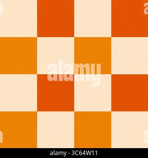 Motivo a quadri arancione e beige senza cuciture, design caldo e accogliente disegnato in un delicato stile acquerello Foto Stock