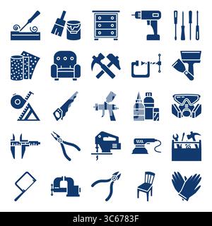 Set di attrezzature per il rinnovamento di mobili in stile glifo. Illustrazione vettoriale Illustrazione Vettoriale