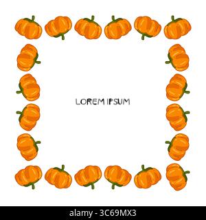 Design della cornice autunnale Cartoon Pumpkin Illustrazione Vettoriale