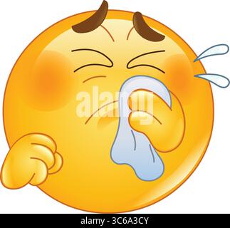 Emoticon starnuti o piangere in un tessuto Illustrazione Vettoriale