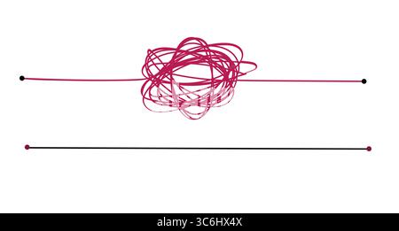 Semplificazione da modalità complesse a semplici. Linee vettoriali tracciate a mano. Illustrazione Vettoriale