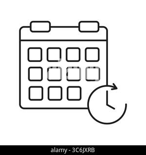 Icona di aggiornamento del calendario. Simbolo di aggiornamento della pianificazione. Vettore ciclo temporale. Grafico rinnovo evento. Illustrazione Vettoriale