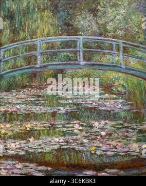 Dipinto chiamato Bridge over a Pond of Water Lilies di Claude Monet al museo d'arte New York MET Foto Stock
