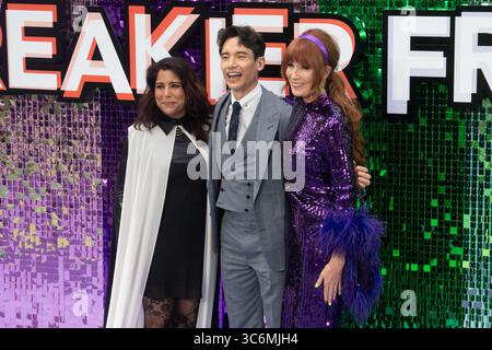 Londra, Regno Unito. 31 luglio 2025. Nella foto: (L-R) - il regista Nisha Ganatra, Manny Jacinto, il produttore Kristin Burr partecipa alla premiere britannica "Freakier Friday" all'Odeon Luxe, Leicester Square. Credito: Justin ng/Alamy Live News Foto Stock