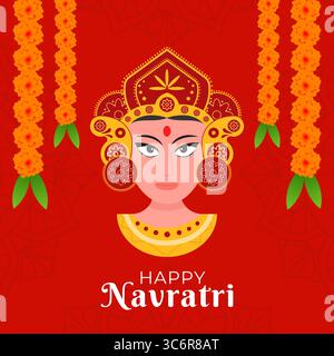 felice illustrazione del festival navratri in stile flat design Illustrazione Vettoriale