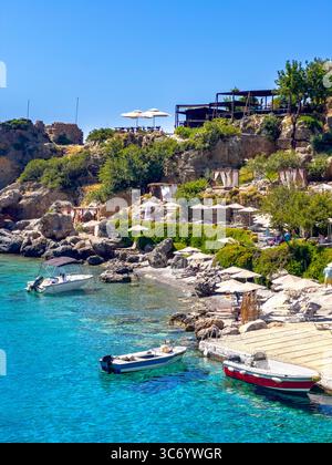 Villaggio greco di Loutro, Chania, Creta, Grecia. Foto Stock