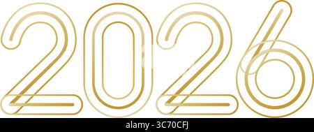 Una serie di linee dorate vettoriali numerate 2026 Illustrazione Vettoriale