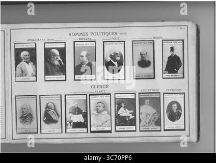 COLLEZIONE FELIX POTIN HOMMES POLITIQUES (prima fila l-r) ANGLETERRE: Gladstone (William-Ewarth) 1809-1898 1782-1878 1808-1892 - Marchese di Salisbury (Robert-Arthur-Talbot Marquis de) 1830 1834 ITALIE: Crispi (Francois) 1819-1901 RUSSIE: Mohrenheim (Arthur-Pavlovich baron de) 1824 - Mourawieff (Michel-Nicolaievitch comte de) 1845-1900 CLERGE (in fondo fila) Midard MIX-1819 (1840-1900) Midréd'Edouard: pidrén-pidrén-Edouard MIX-Edouard MIX-Edouard MIX-EDOUERRE: 1828): (1810) Foto Stock