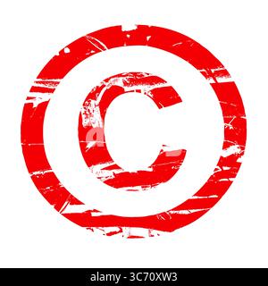 Composito digitale. Effetto timbro in gomma rossa - copyright, proprietà intellettuale, protetto da copyright, materiale, creato, Foto Stock