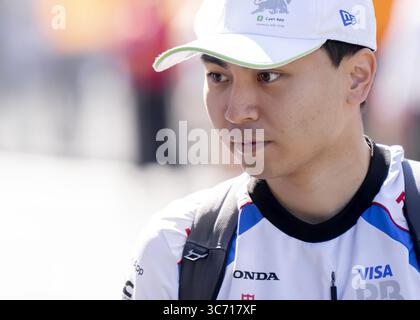 BOEDAPEST - pilota di riserva Racing Bulls Ayumu Iwasa all'Hungaroring prima dell'inizio delle prime prove libere davanti al Gran Premio d'Ungheria. LEVIGATRICE ANP KING Foto Stock