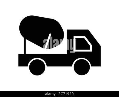 Illustrazione in bianco e nero della vista laterale di un dumper per betoniera Illustrazione Vettoriale