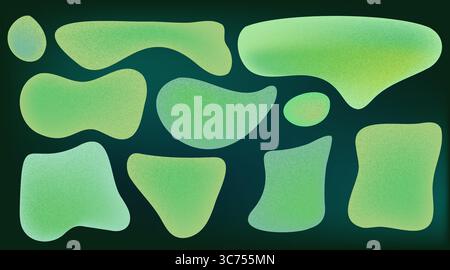 Sfondo astratto con forme liquide e disturbo sfumatura verde. Elementi Blob vettoriali per disegno pennello granuloso Crea forme organiche. Dinamica Illustrazione Vettoriale