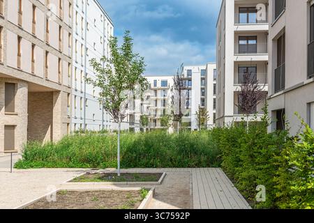 Edifici nella nuova zona residenziale di Francoforte-Bockenheim, Assia, Germania Foto Stock
