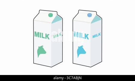 Set di icone colore scatola del latte. Set di illustrazioni piatte a colori modificabili con vettore di una scatola di latte Illustrazione Vettoriale