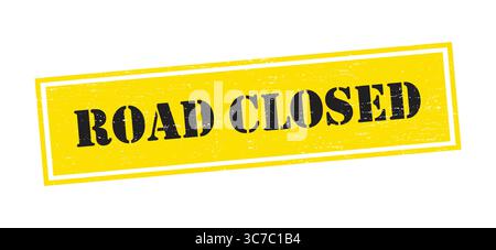 Illustrazione vettoriale del segnale di attenzione di Grunge giallo su strada chiusa Illustrazione Vettoriale