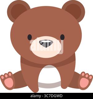 Isolato colorato orsacchiotto giocattolo icona Flat design Vector Illustrazione Vettoriale