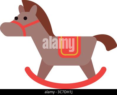 Isolato colorato cavallo giocattolo icona Flat design Vector Illustrazione Vettoriale