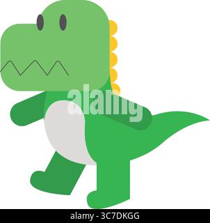 L'icona isolata del giocattolo di dinosauri dal design piatto vettoriale Illustrazione Vettoriale